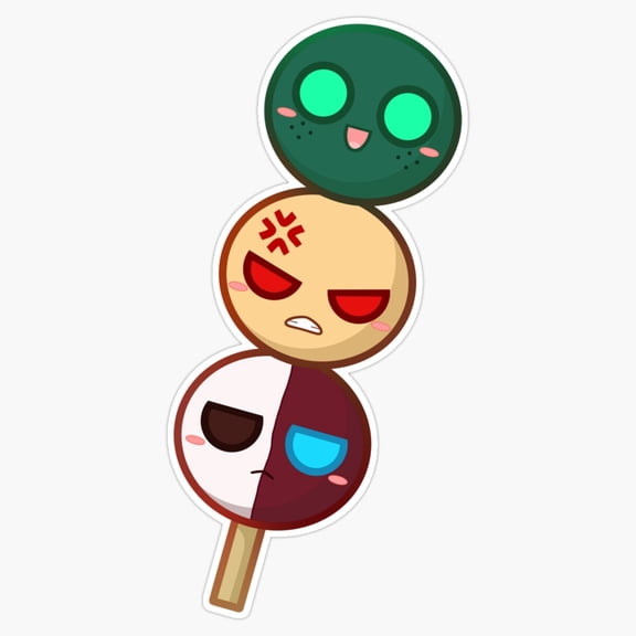 Traditional Japanese Sweet Rice Cake Pastel Tri Color Dango Trio Skewer Decal For Kids Bottle Sticker