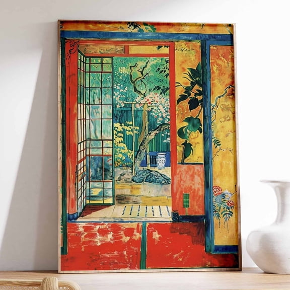 Traditional Japanese Tea House Asian Decor Wall Poster, Stretched Canvas 8x10in