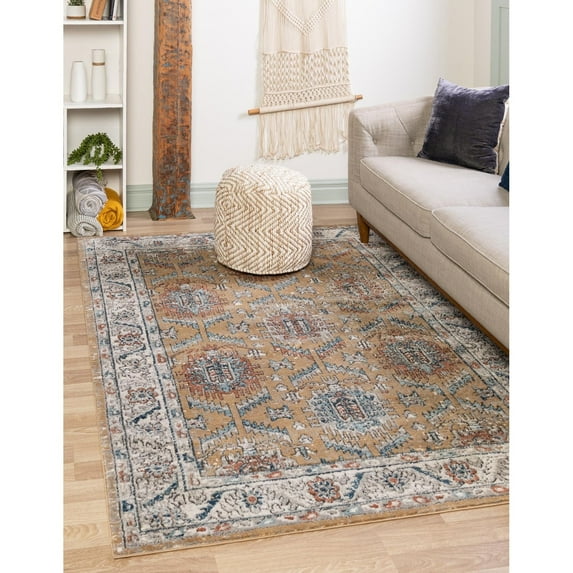 Traditional Jeopok Collection Area Rug Mustard Yellow - 4'x6'