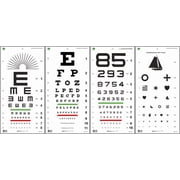 Traditional, Kindergarten, Number, E Illiterate Visual Acuity Eye Chart Set of 4