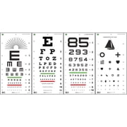 Traditional, Kindergarten, Number, E Illiterate Visual Acuity Eye Chart Set of 4