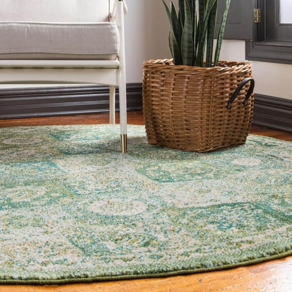 Traditional Koakburg Collection Area Rug Green - 3'3" Round
