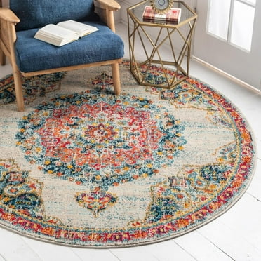 Traditional Koakburg Collection Area Rug Ivory - 4'1" Round