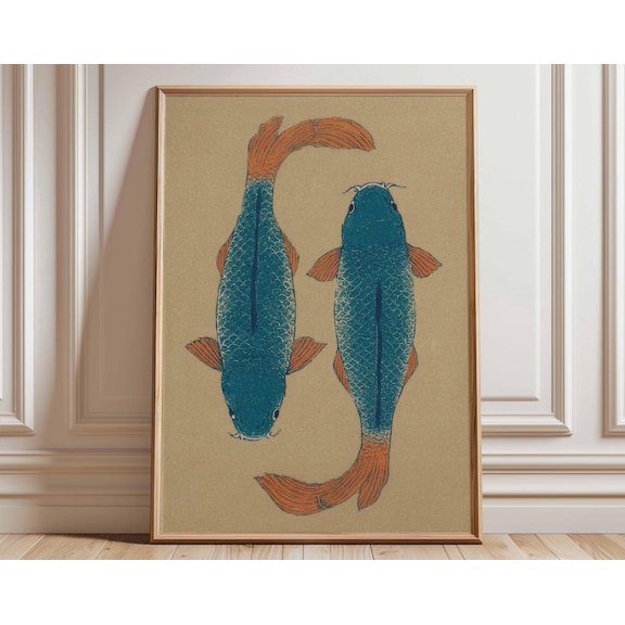 Traditional Koi Fish Wall Art Print, Unframed Paper Poster 8x10in