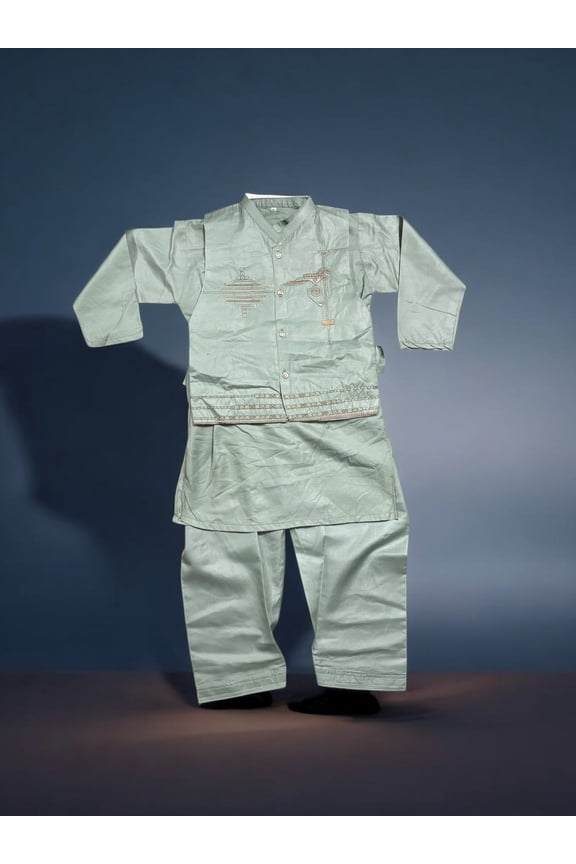 Traditional Kurta, Pajama and Coat Set for Boys, Cultural Wear, 308