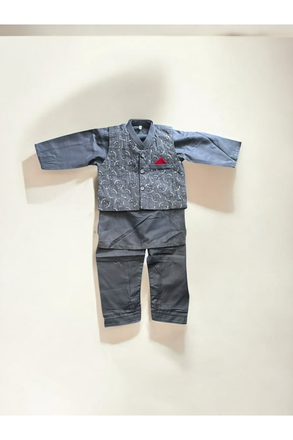 Traditional Kurta, Pajama and Coat Set for Boys, Cultural Wear, 314