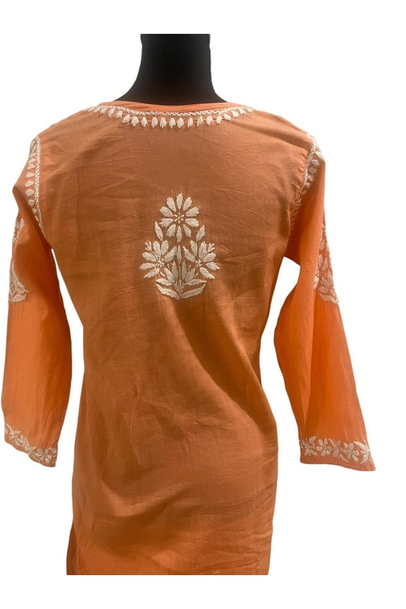 Traditional Kurta for Women, Peach Long Cotton