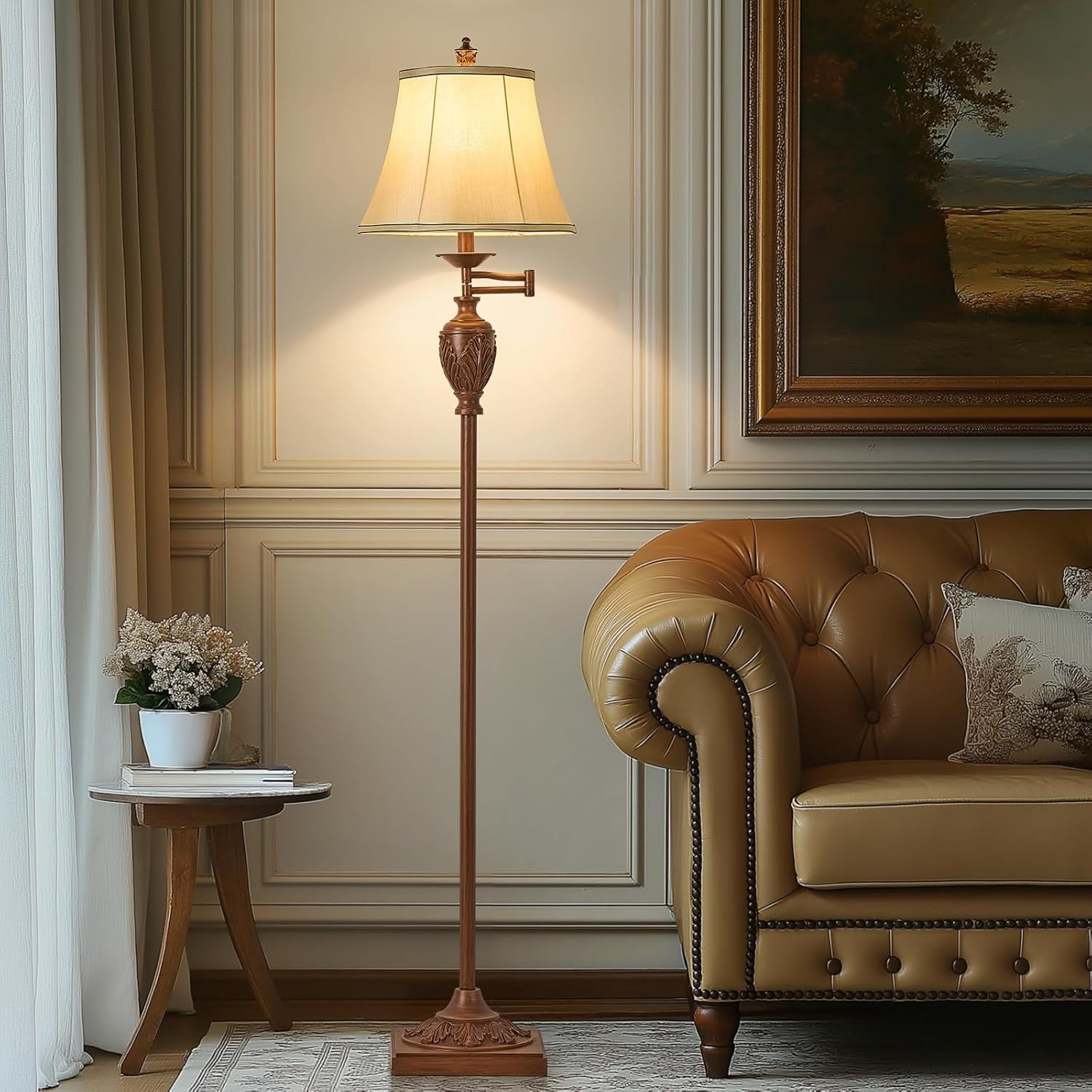 Traditional LED Floor Lamp with 350° Adjustable Swing Arm Lamp ...