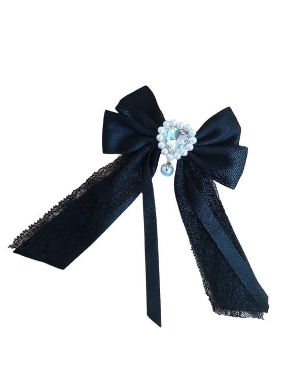 Traditional Lace Crystal Bow Brooch Secure Setting For Formal Incidents Everyday Elegant Decoration