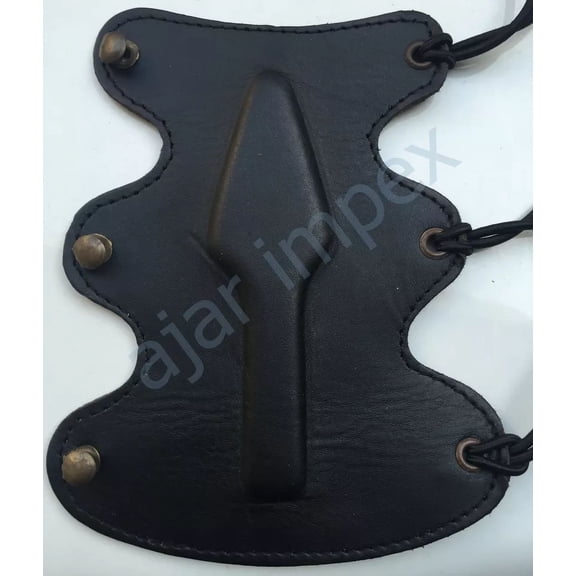 Traditional Leather Archery Arm Guard, SCA Medieval Bracer with 2-Layer Protection for Reenactments, LARP, Hunting, and Archery Practice, Adjustable Fit