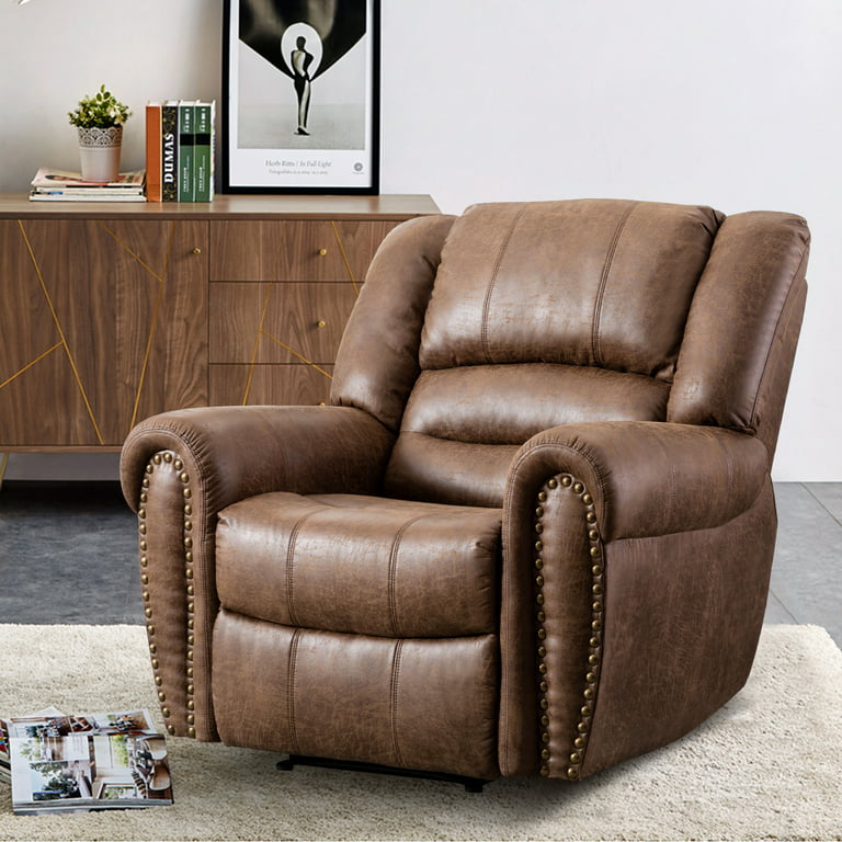 Dreamsir Oversized Rocker Recliner Chair, Manual Recliner Single Sofa  Couch, Soft Fabric Overstuffed Rocking Chair for Living Room, Theater  Seating
