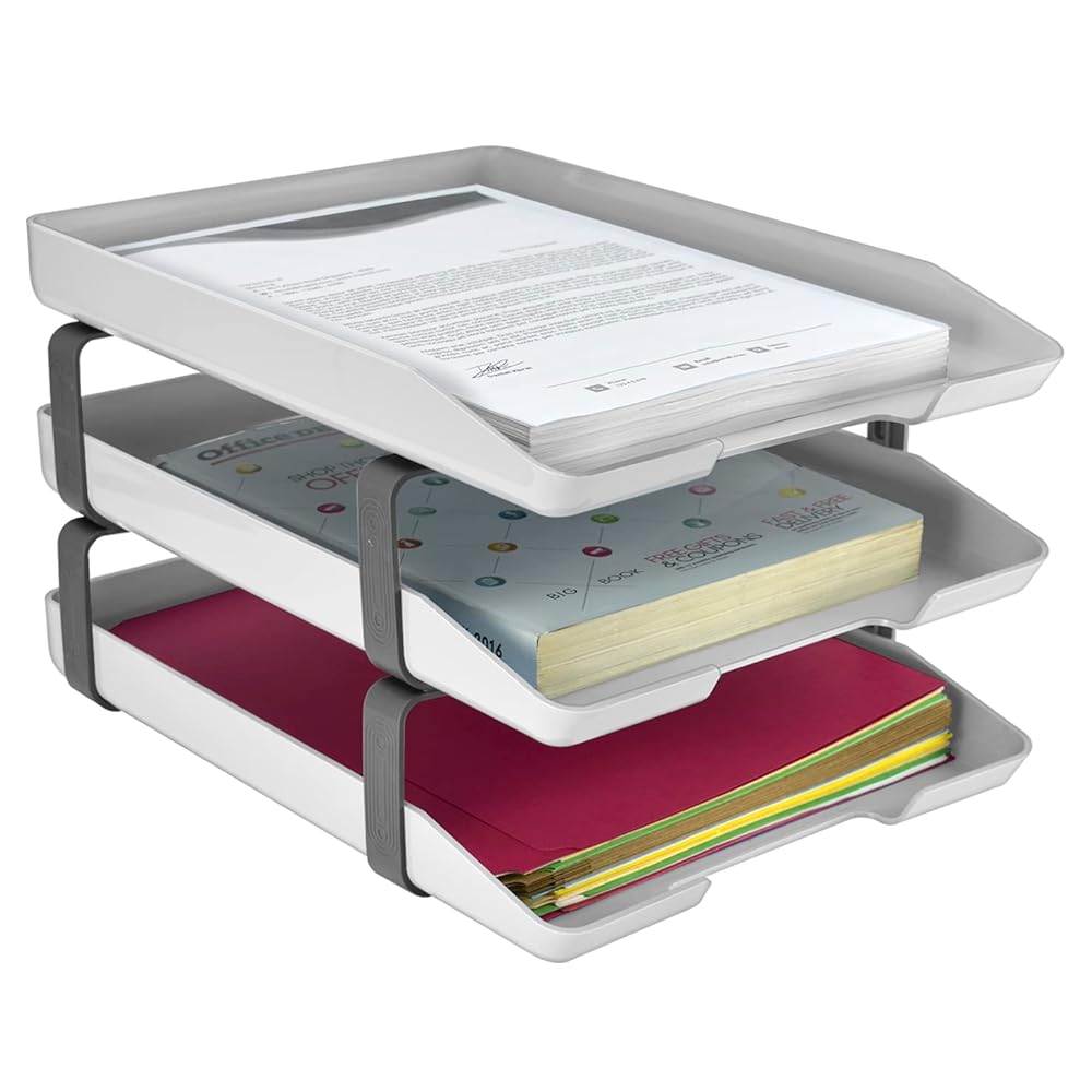 Traditional Letter Tray 3 Tier Front Load Plastic Desktop File