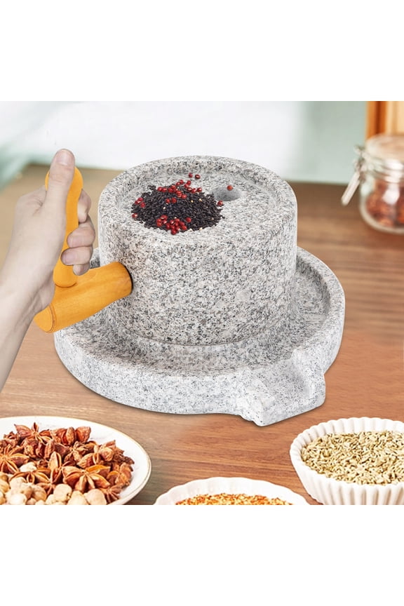 Traditional Light Grey Manual Mill Grinder Kit Granite Flour Grain Seed Spices Wheat Spelt Ryes Corn
