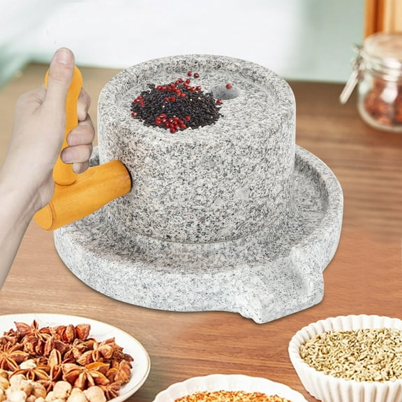 Traditional Light Grey Manual Mill Grinder Kit Granite Flour Grain Seed Spices Wheat Spelt Ryes Corn