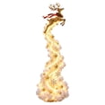 thumbnail image 1 of Traditional Lighted Christmas Wall Decoration with a Gold Leaping Reindeer with a Red Scarf, Cascading LED Hanging Pendant for Hallway and Staircase Wall Decor (Antique Gold), 1 of 5