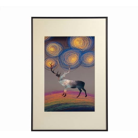 Traditional Linen Deer Art Print-Rustic Wall Decor