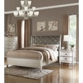 thumbnail image 1 of Traditional Look California King Size Bed 3pc Set Faux Leather Tufted Headboard Nightstand Silver Finish Bedroom Furniture, 1 of 8