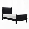 thumbnail image 1 of 1pc Black Finish Twin Size Traditional Louis Philippe Style Wooden Bedroom Bed with Headboard, Footboard and Rails, 1 of 5