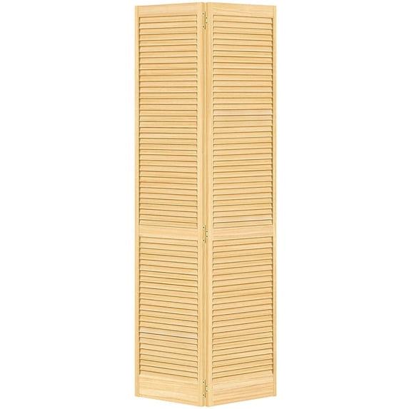 Traditional Louver Louver Solid Core Unfinished Wood Bi-fold Door