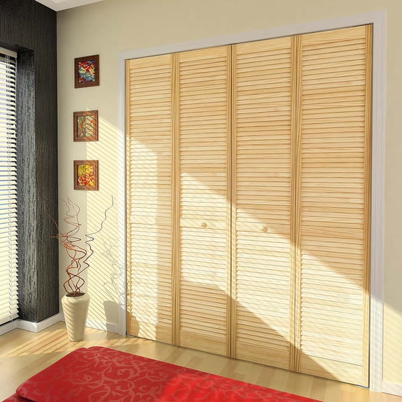 Kimberly Bay Traditional Louver-Louver Solid Core Unfinished Wood Bi-fold Door