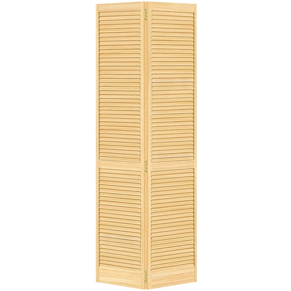 Traditional Louver Louver Solid Core Unfinished Wood Bi-fold Door