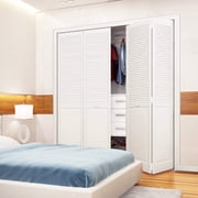 Kimberly Bay Traditional Louver-Panel Solid Core White Wood Bi-fold Door