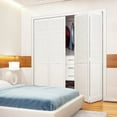 thumbnail image 1 of Traditional Louver Panel White Solid Core Wood Bi-fold Door, 1 of 11