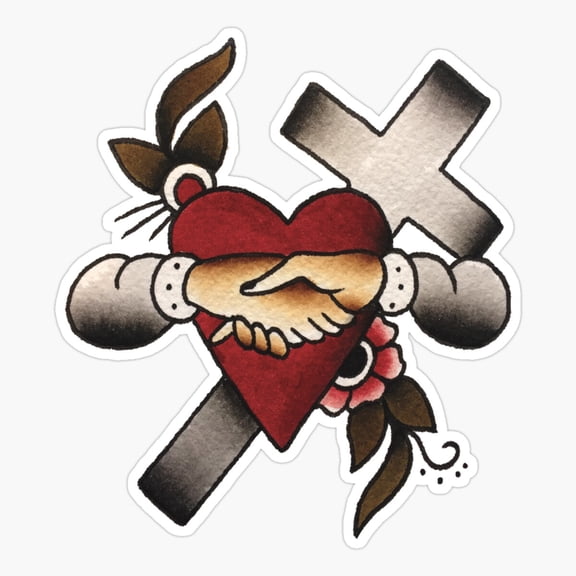 Traditional Love Faith and Friendship Tattoo Design Sticker