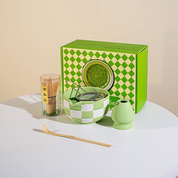 Traditional Matcha Tea Ceremony Set, 520ml/18.4oz Matcha Bowl, Bamboo Matcha Blender, Matcha Blender Rack, 1 Tea Filter, Bamboo Tea spatula, 5-piece Set