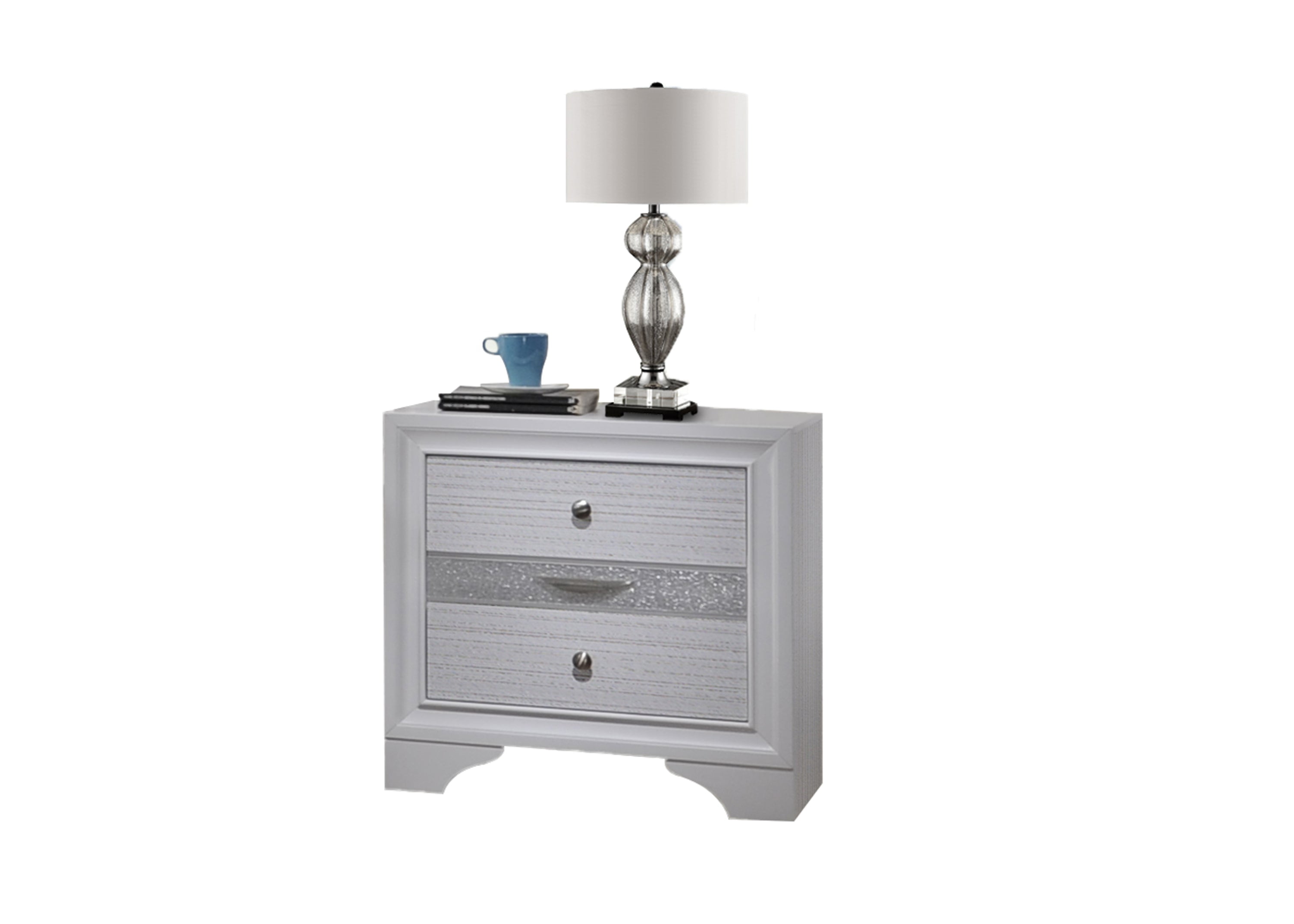 Matrix Traditional 2-Drawer White Wood Nightstand with Jewelry Tray