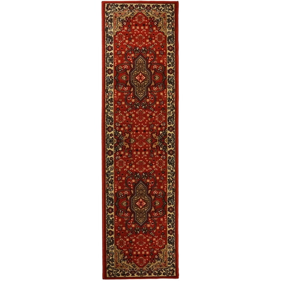 Traditional Medallion Oriental Design Red Color Rug Runner Printed Slip Skid Resistant Rubber Back 2 x 7 Runner Rug(Red, 23" x 7')