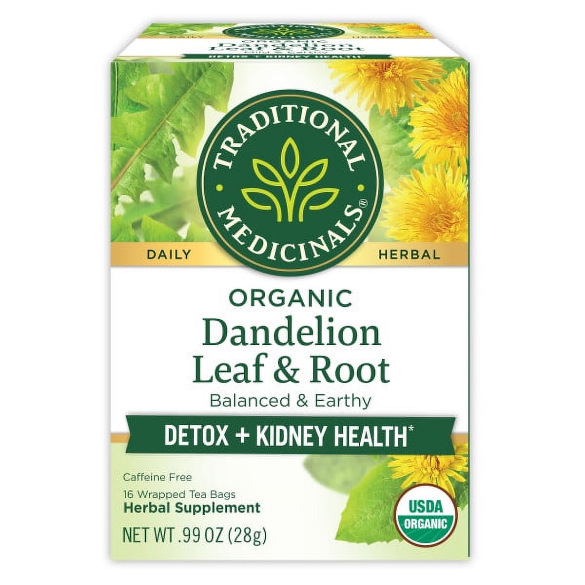 Traditional Medicinal Dandelion Leaf & Root, Organic Tea Bags, 16 Count - image 1 of 6