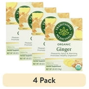(4 pack) Traditional Medicinal Ginger, Organic Tea Bags, 16 Count