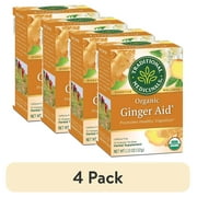 (4 pack) Traditional Medicinal Herbal Ginger Aid, Organic Tea Bags, 16 Count