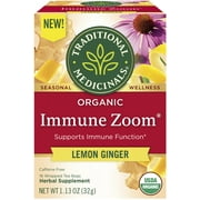 Traditional Medicinal Immune Zoom Lemon Ginger, Organic Tea Bags, 16 Count