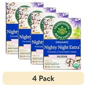 (4 pack) Traditional Medicinal Nighty Night Valerian, Organic Tea Bags, 16 Count