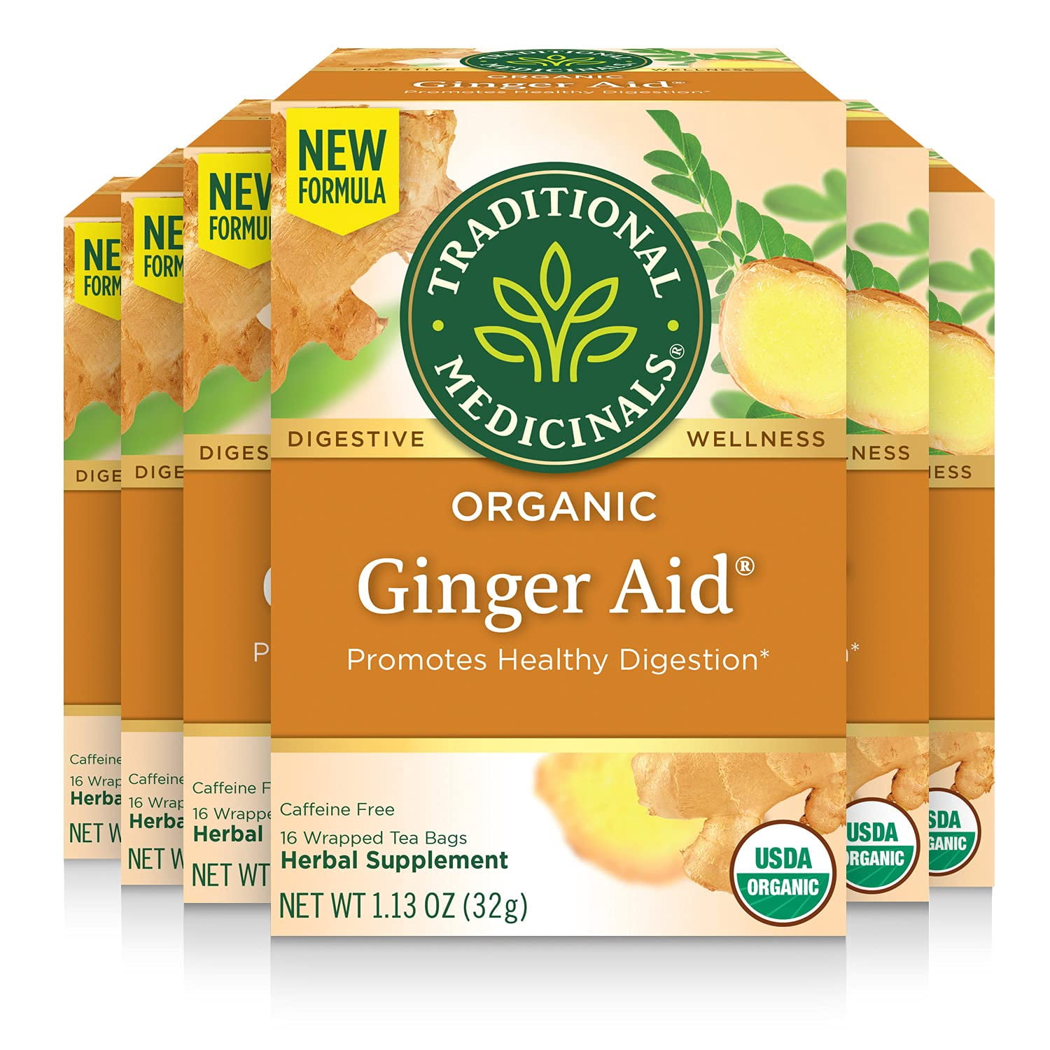 Traditional Medicinals Organic Ginger Aid Herbal Tea - 16 Tea Bags - Case of 6 main image 0