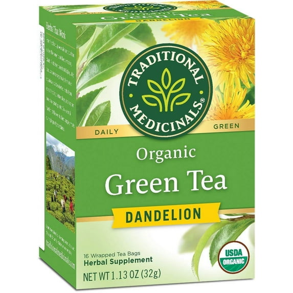 Traditional Medicinals Green Tea Dandelion Green Tea Organic, 16 CT (Pack of 3)