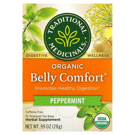 Traditional Medicinals Herbal Tea, Organic Belly Comfort Tea Bags, 16 Count
