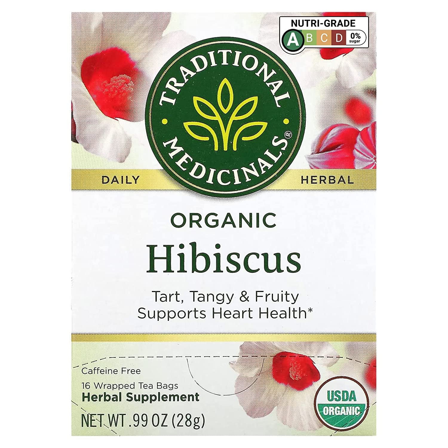 Traditional Medicinals Herbal Tea Organic Hibiscus 16 Tea Bags
