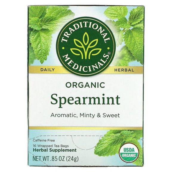 Traditional Medicinals Herbal Tea Organic Spearmint 16 Tea Bags Pack of 3
