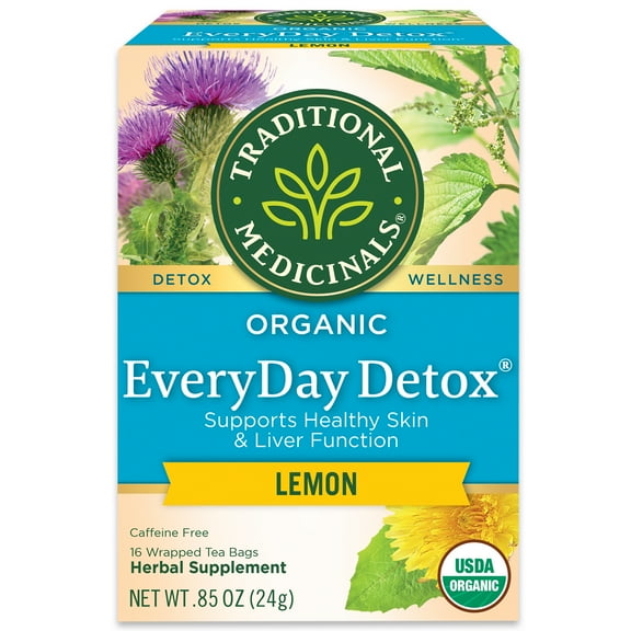 Traditional Medicinals Lemon Everyday Detox Herbal Tea, 16 Tea Bags-Pack Of 2
