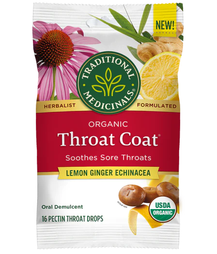 Traditional Medicinals Lemon Ginger Echinacea Lozenges 16 Count (Pack of 12)