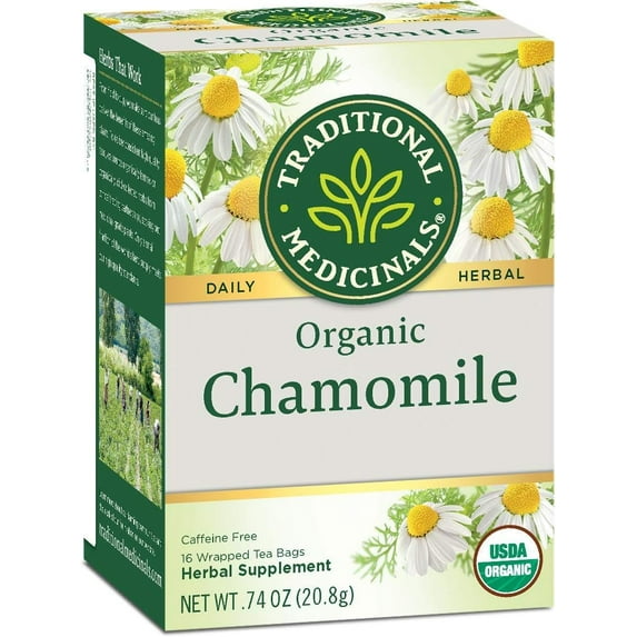 Traditional Medicinals Organic Chamomile Herbal Tea Caffeine Free 16ct (2 Pack)