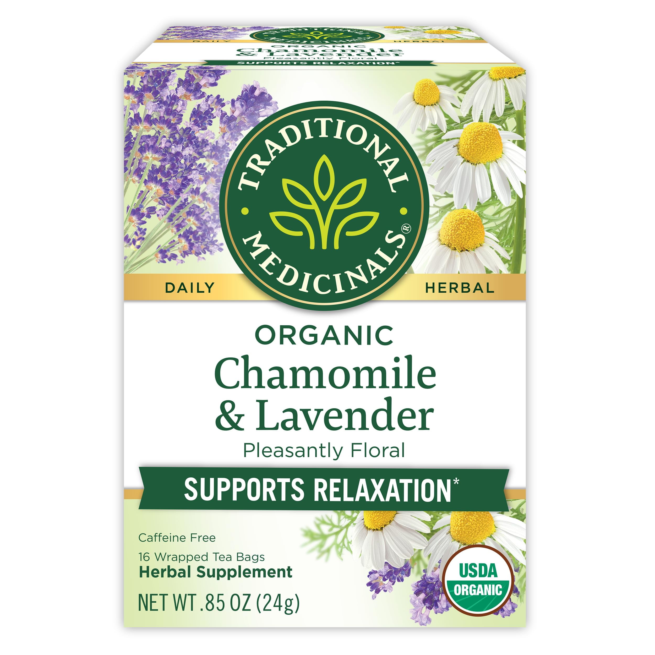 Pack of 2 - Traditional Medicinals Tea, Organic Chamomile & Lavender, Stress Relief, 16 Tea Bags
