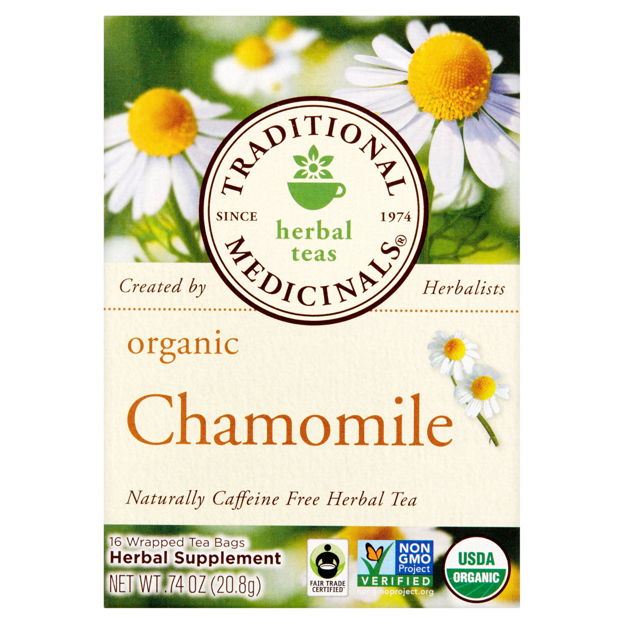 Traditional Medicinals Organic Chamomile Wrapped Tea Bags, 16 count, .74 oz, 6 pack