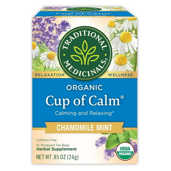 Traditional Medicinals Organic Cup Of Calm Herbal Tea Chamomile Mint -- 16 Tea Bags Pack of 2