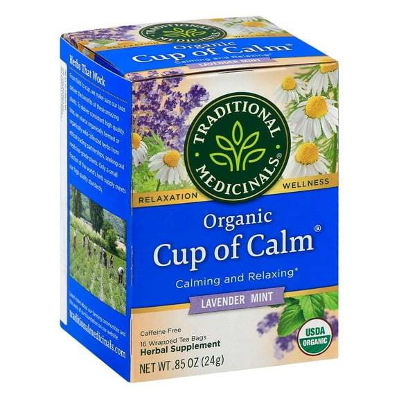Traditional Medicinals Organic Cup of Calm Caffeine Free Herbal Tea Bags - 16 ct (Pack of 2)