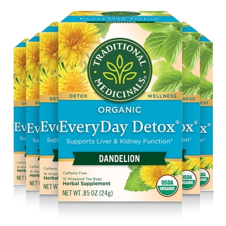 Traditional Medicinals Organic EveryDay Dandelion Detox Tea, 16 Count (Pack of 6)
