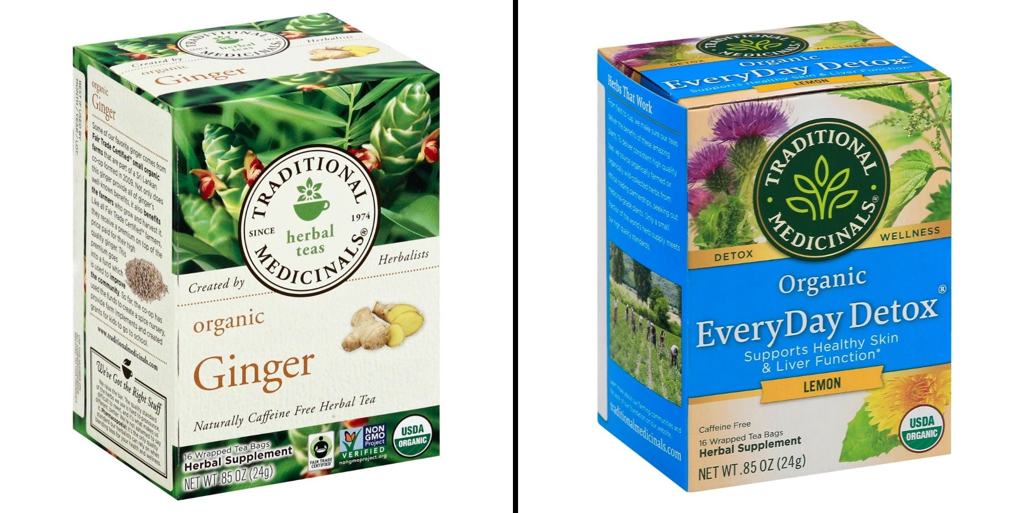 Traditional Medicinals Organic Ginger 16 ct & Traditional Medicinals Organic Everyday Detox 16 ct